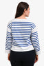 Celine White/Blue Striped Logo Printed Long Sleeve Top Size L