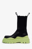 Bottega Veneta Black/Green Leather Rubber Trim Tire Chelsea Boots Size 38.5