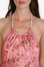 Reformation Pink Floral Silk Pearl Halter Maxi Dress Size L