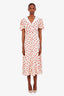 Miu Miu Cream/Red Printed Silk Maxi Dress Size 38