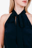 Nili Lotan Navy Silk Sleeveless Tie Neck Top Size 2