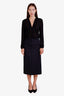 Gucci Navy Mohair Wool Detachable Crystal G Hip Detail Midi Skirt Size 36
