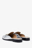 Salvatore Ferragamo Silver Leather Logo Slip On Loafers Size 8