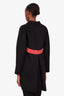 Valentino Black Wool Red Studded Leather Detail Coat Size 2