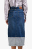 Ba&sh Blue Denim Two Tone Slit Midi Skirt Size 36