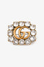 Gucci Antique Gold Tone Crystal GG Brooch