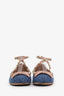 Valentino Denim/Nude Leather Rockstud Ballerina Flats Size 37
