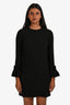 Victoria Beckham Black Pleated Sleeve Mini Dress Size 0