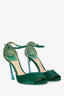 Christian Dior Green Satin Peep Toe Heels Size 37