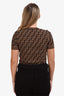 Fendi Brown/Black Zucca Print SS Knit Top Size 36