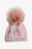 Miu Miu Pink Cashmere Blend Faux Fur Pom Pom Beanie