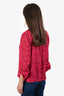 Alice & Olivia Pink/Black Textured Floral Print Button Up Shirt Estimated Size S