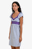 Red Valentino Blue/Purple Ruffle Cap-Sleeve Midi Dress Size 4