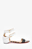 Christian Louboutin White/Black Leather Ankle Strap Sandals Size 39