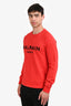 Balmain Red Cotton Logo Sweatshirt Size S Mens