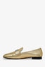 Prada Metallic Leather Logo Loafers Size 38