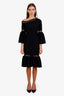 Simkahi Black Nylon Half Sleeve Open Cut Midi Dress Size XS