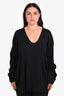 The Row Black Silk Cotton Knit V-Neck Sweater Size L