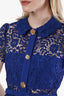 Self-Portrait Purple Lace Short Sleeve Embellished Button-Down Midi Dress with Belt Size 4