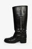 Pre-loved Chanel™ Black Leather CC Zipper Detail Riding Boots Size 38.5