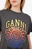 Ganni Grey Cotton Logo T-Shirt Size S