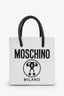 Moschino White Leather Logo Mini Shopper Tote Bag with Strap