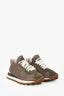 Brunello Cucinelli Olive Green Nylon Suede Trim Lace-Up Sneakers Size 37