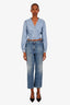 Pre-loved Chanel™ 2025 Blue Denim Logo Jeans Size 42