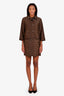 Akris Punto Brown Leopard Print Midi Dress with Jacket Set Size 6