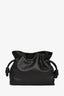 Loewe Black Leather Medium Flamenco Clutch with Leather + Canvas Strap