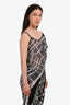 Atlein Black/White Graphic Mess Cinched Side Midi Dress Size 38