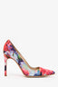 Manolo Blahnik Pink/Multicolour Floral Print Canvas Heels Size 36