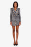 Balmain Black/White Houndstooth Tweed Double Breasted Blazer + Mini Skirt Set Size 36