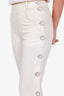 Hermès Cream Linen Button Detail High Waisted Straight Leg Pants Size 36