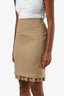 Prada 2010 Camel Wool Angora Cashmere Ruffled Hem Pencil Skirt Size 36