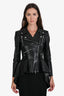 Alexander McQueen Black Lamb Leather Moto Peplum Jacket Size 38