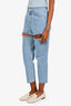 AREA Light Blue Denim Crystal Slit Jeans Size 2