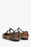 Dolce & Gabbana Black Leather Gold Embroidery Jewel Embellishments Flats Size 37