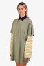 Staud Green/Yellow Striped Cotton T-Shirt Dress Size S