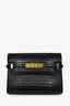 Saint Laurent Black Croc Embossed Small Manhattan Bag