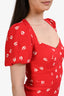 Reformation Red Floral Short Sleeve Mini Dress Size 0