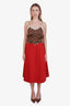 Valentino 2019 Red Crepe Midi Buckled Wrap Skirt Size 12