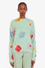Acne Studios Green Flowers Oversized Furry Sweater Size XS