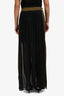 Vionnet Black/Green Pleated Silk Maxi Skirt Size 44