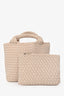 Naghedi Cream Woven Fabric Petite St. Barths Neoprene Tote Bag with Pouch