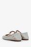 Valentino Vale Grey Smooth Leather Foldback Rockstud Flats Size 35