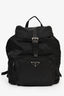 Prada Black Nylon Logo Plaque Single Buckle Backpack