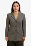 Max Mara Grey Herringbone Single Breasted Blazer Size 10