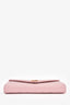 Saint Laurent Pink Grained Leather Wallet On Chain