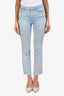 Paige Light Blue Cotton 'Cindy' Mid Waist Frayed Bottom Skinny Jeans Size 25